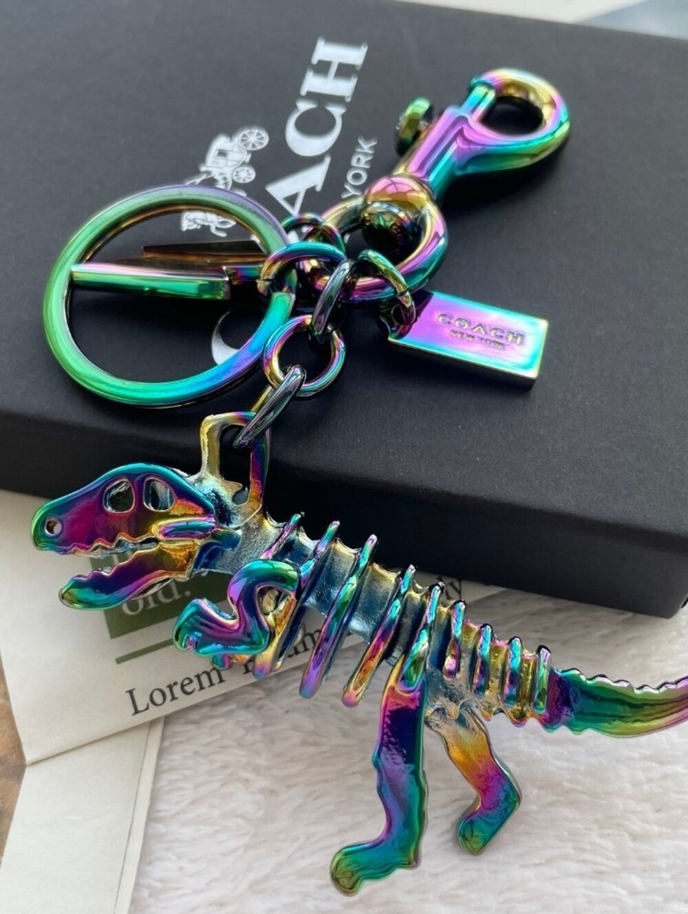 NWT COACH Rexy Oil Slick Bag Charm - Picture 2 of 3